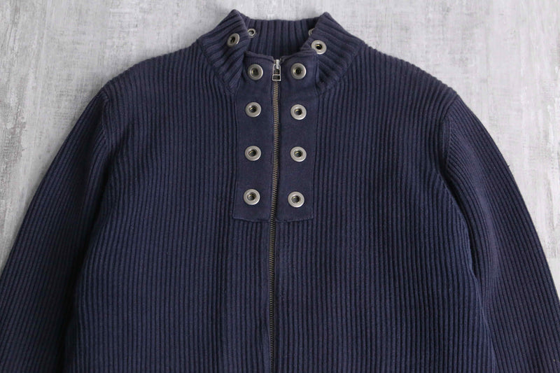 black eyelet gimmick drivers knit