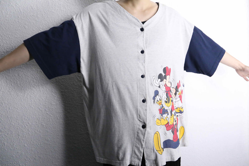 disney character print baseball shirt