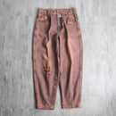 faded brown logo design denim pants