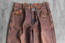 faded brown logo design denim pants