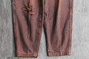 faded brown logo design denim pants