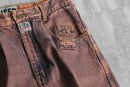faded brown logo design denim pants