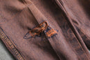 faded brown logo design denim pants