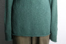 “L.L.Bean” turquoise green turtle neck raglan sleeve cotton knit