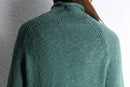 “L.L.Bean” turquoise green turtle neck raglan sleeve cotton knit