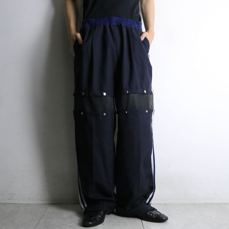 "Re:make" track × slacks layered mesh pants