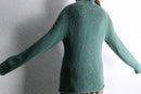 “L.L.Bean” turquoise green turtle neck raglan sleeve cotton knit