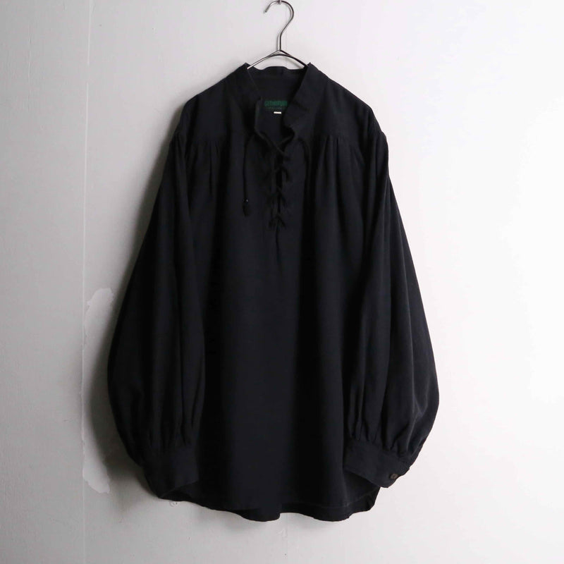 black smock taste lace up shirt pullover