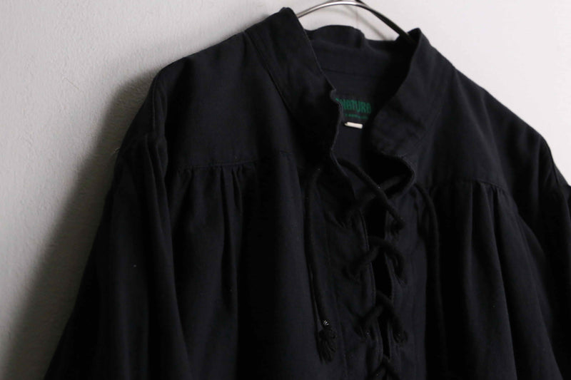 black smock taste lace up shirt pullover