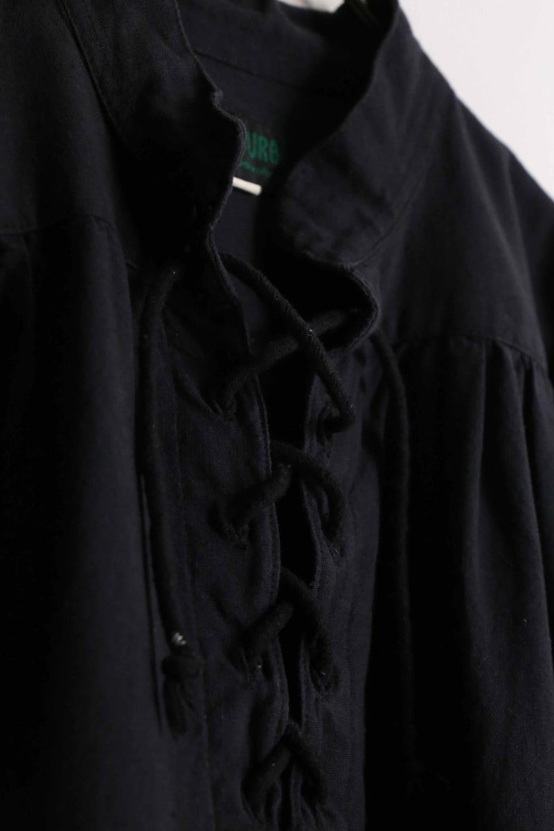 black smock taste lace up shirt pullover