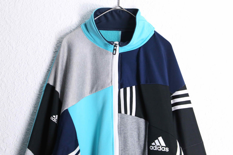 "Re:make" random patchwork blue track jacket