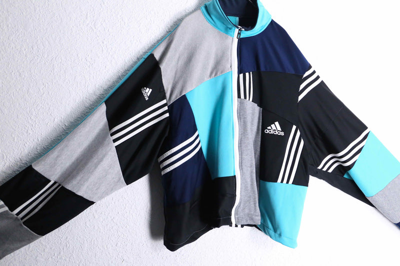 "Re:make" random patchwork blue track jacket