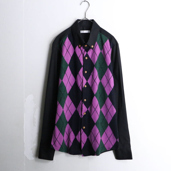 argyle knit switch design shirt