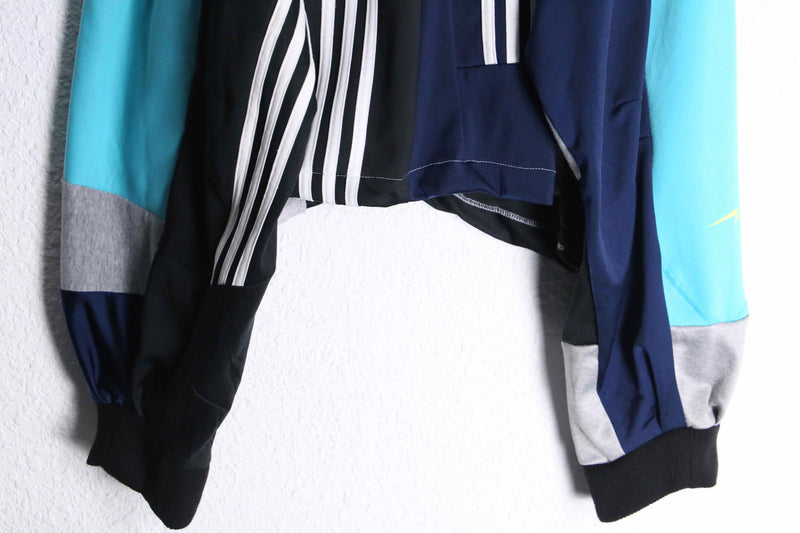 "Re:make" random patchwork blue track jacket