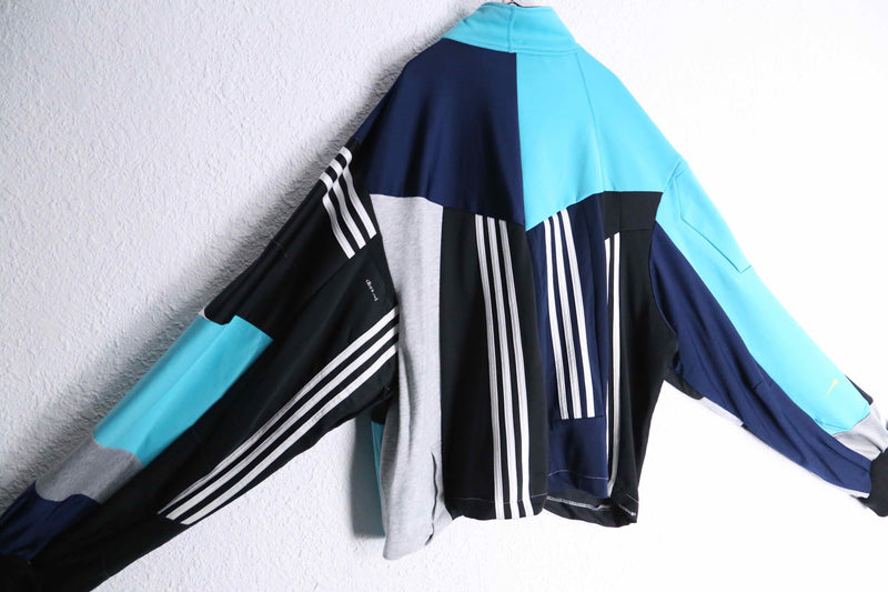 "Re:make" random patchwork blue track jacket