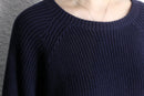 “LAND’S END” navy raglan sleeve cotton knit