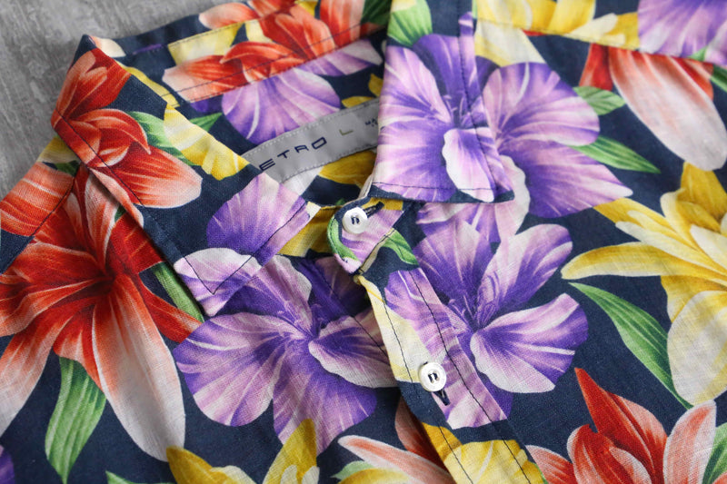 2000s ETRO L/S linen aloha shirt