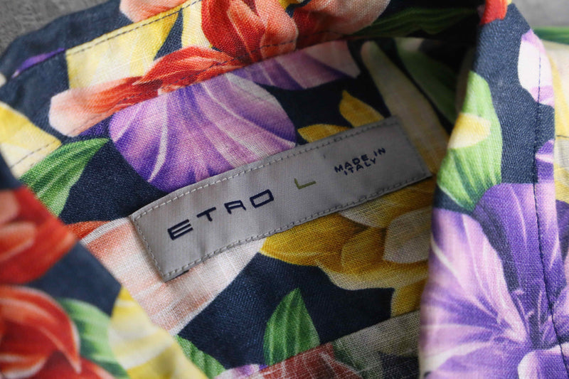 2000s ETRO L/S linen aloha shirt