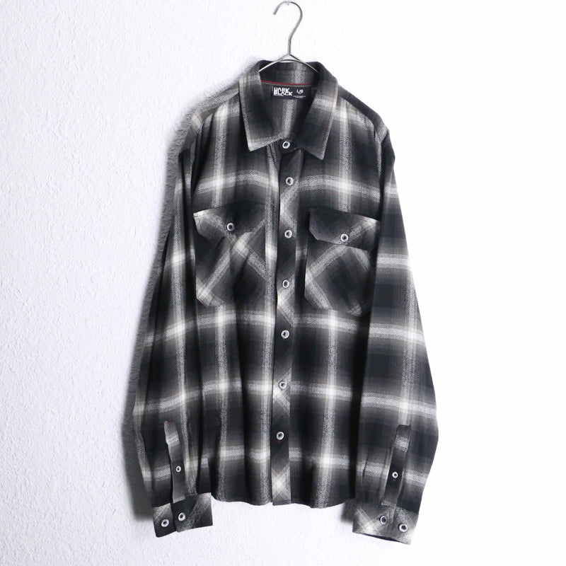 monotone faded check flannel shirt