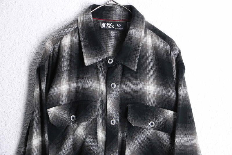 monotone faded check flannel shirt
