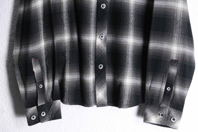 monotone faded check flannel shirt