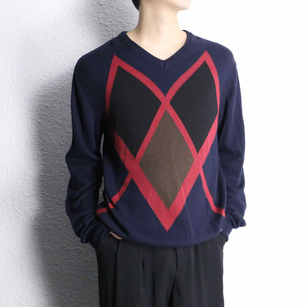“TRUSSARDI” argyle check like wool knit