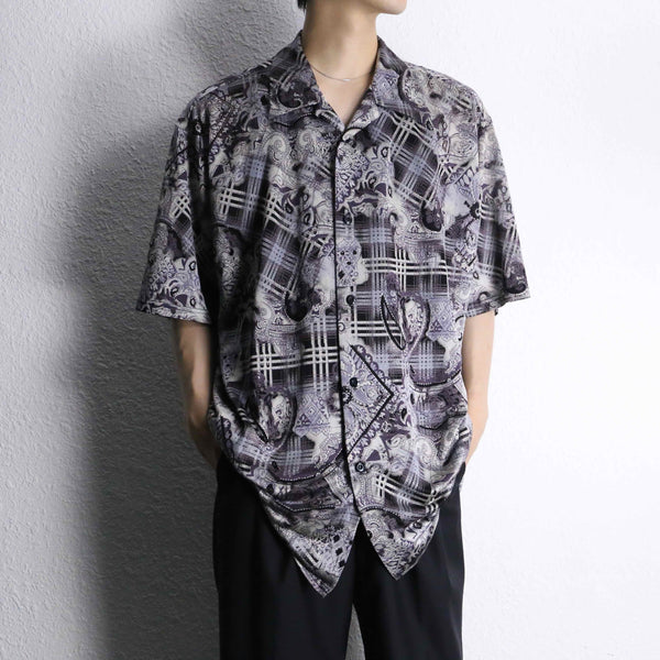 "PRONTI" botanical paisley pattern S/S shirt