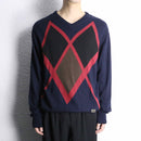 “TRUSSARDI” argyle check like wool knit