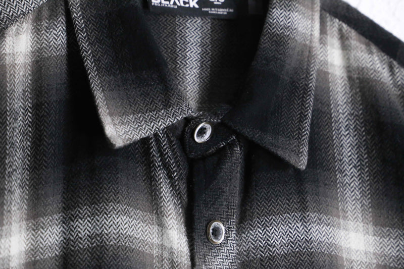 monotone faded check flannel shirt