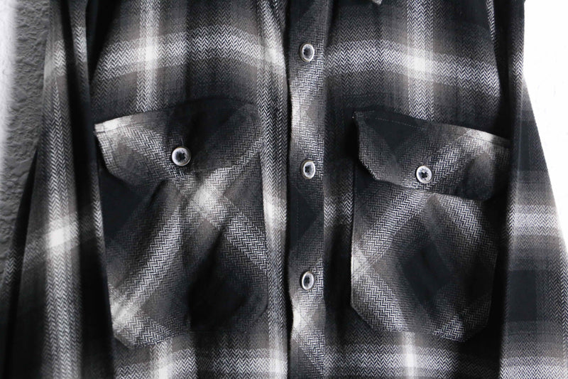 monotone faded check flannel shirt