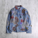 "90's CHICO'S" emb&patchwork denim shirt
