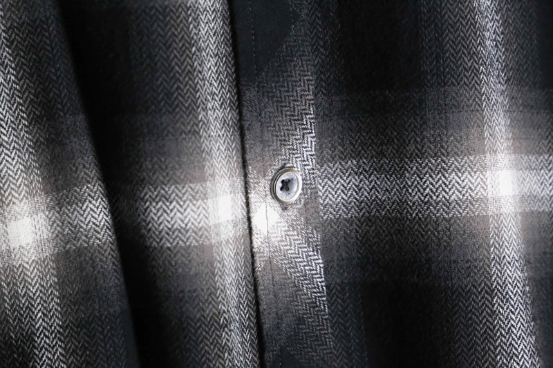 monotone faded check flannel shirt