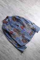 "90's CHICO'S" emb&patchwork denim shirt