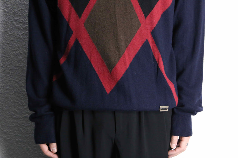 “TRUSSARDI” argyle check like wool knit