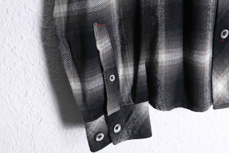 monotone faded check flannel shirt