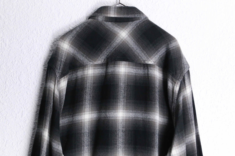monotone faded check flannel shirt