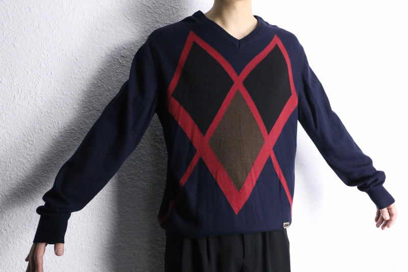 “TRUSSARDI” argyle check like wool knit