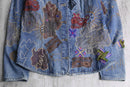 "90's CHICO'S" emb&patchwork denim shirt