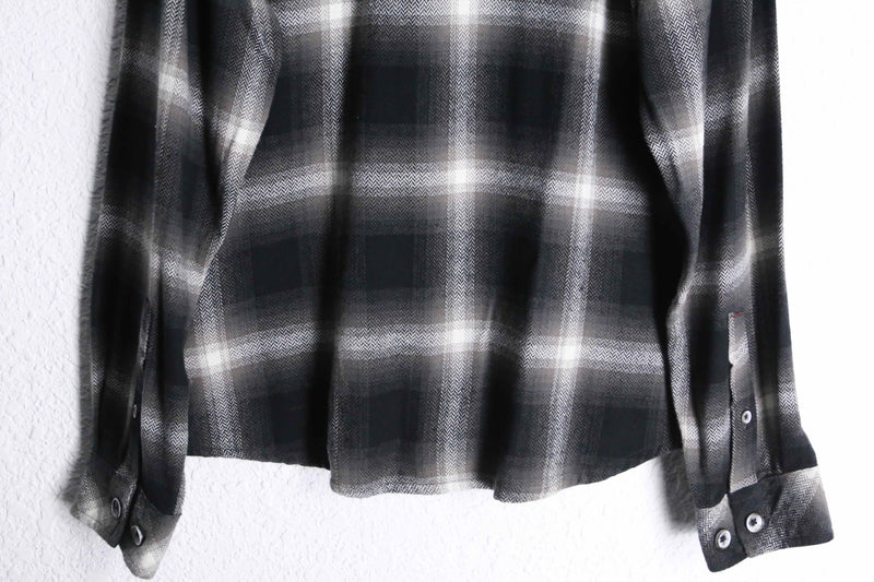 monotone faded check flannel shirt