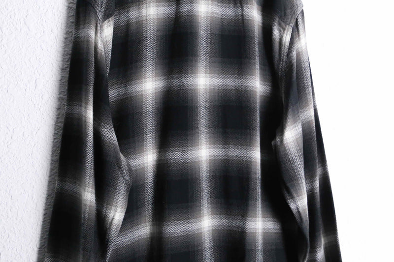 monotone faded check flannel shirt