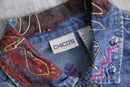 "90's CHICO'S" emb&patchwork denim shirt