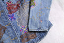 "90's CHICO'S" emb&patchwork denim shirt