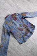 "90's CHICO'S" emb&patchwork denim shirt
