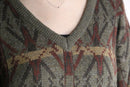 geometric pattern acryl V-neck knit