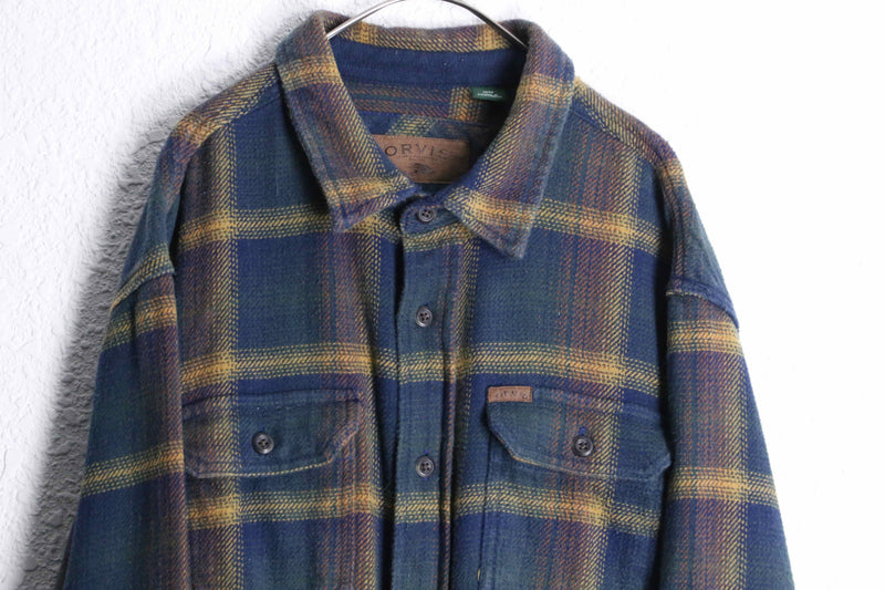 "ORVIS" over check flannel heavy cotton shirt