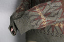 geometric pattern acryl V-neck knit