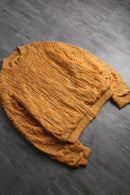 yellow×white 3D knit zip blouson