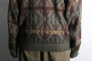 geometric pattern acryl V-neck knit