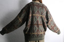 geometric pattern acryl V-neck knit