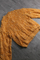 yellow×white 3D knit zip blouson